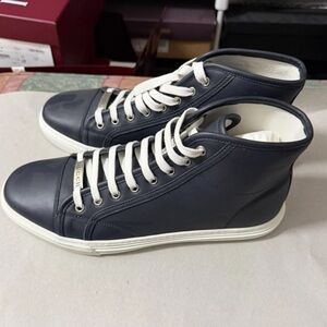 Gucci Navy Leather High-Top Sneakers